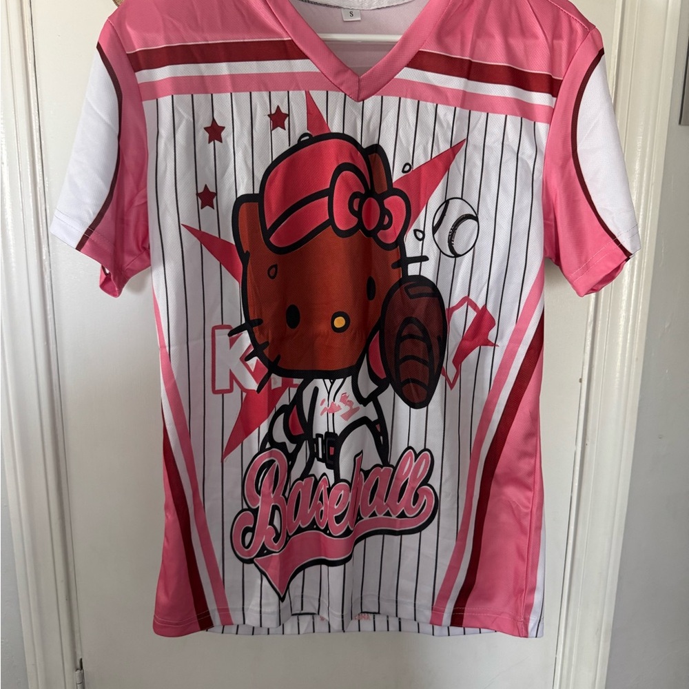 Hello Kitty Pink and White Baseball Jersey